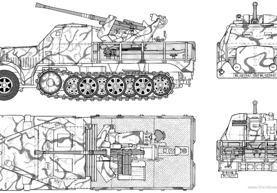 Tank Sd.Kfz. 6 3.7cm Flak37 - drawings, dimensions, figures