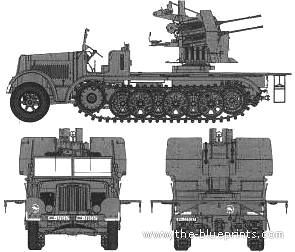 Tank Sd.Kfz. 7-1 2cm Flakvierling 38 auf Selbstfahrlafette - drawings, dimensions, figures