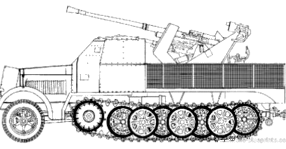 Танк Sd.Kfz. 7-2 Flak.37 - чертежи, габариты, рисунки