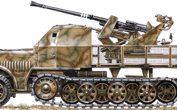 Танк Sd.Kfz. 7-2 Flak 32 Armoured Cab - чертежи, габариты, рисунки