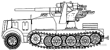 Tank Sd.Kfz. 8 8.8cm FlaK 18 (st) - drawings, dimensions, figures