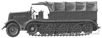 Tank Sd.Kfz. 9 18t Half Truck - drawings, dimensions, figures