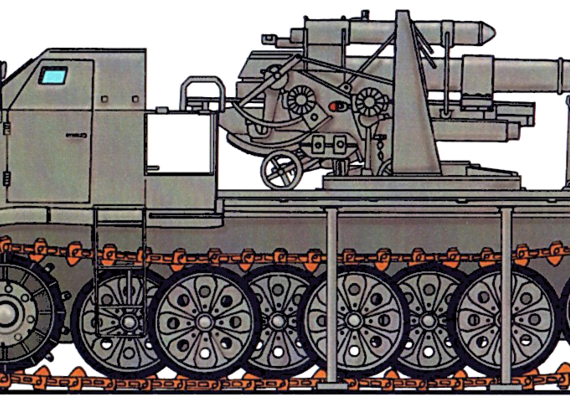 Tank Sd.Kfz. 9 + 8.8cm Flak 37 - drawings, dimensions, figures