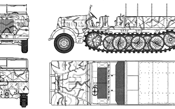 Tank Sd.Kfz. 9 FAMO - drawings, dimensions, figures