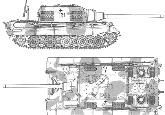 Танк Sd.Kfz. Jagdtiger - чертежи, габариты, рисунки