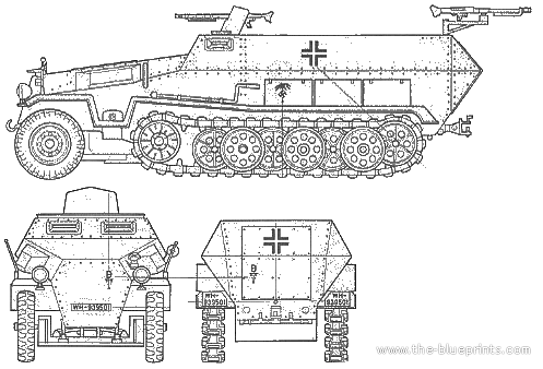 Танк Sd.Skz. 251 - чертежи, габариты, рисунки
