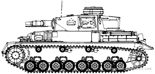 Танк Sd. Kfz. 161 Pz.Kpfw.IV Ausf.F1 - чертежи, габариты, рисунки