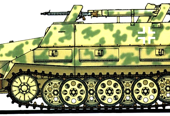 Танк Sd.kfz. 251-16 Ausf.D - чертежи, габариты, рисунки