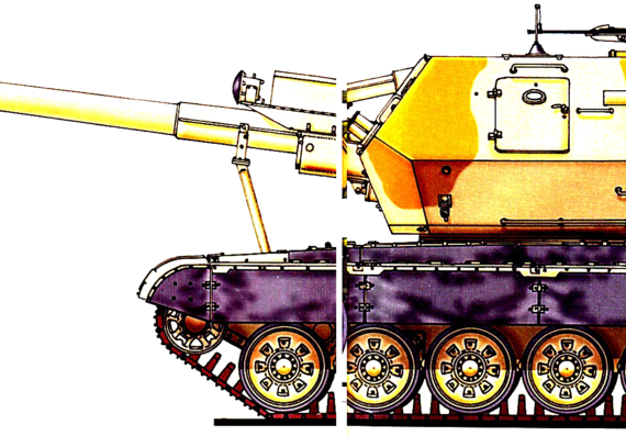 Танк ShKH T-72 A40 Zuzana 155mm - чертежи, габариты, рисунки