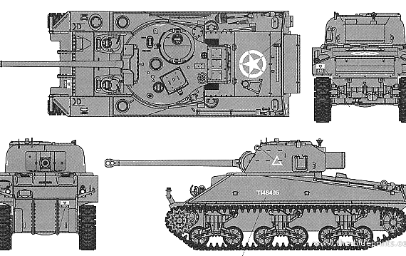 Танк Sherman Firefly Vc - чертежи, габариты, рисунки