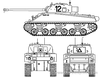 Танк Sherman Mk.Vc Firefly - чертежи, габариты, рисунки
