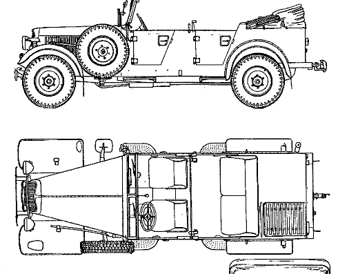 Tank Skoda type 952 Kubelwagen Kfz.15 - drawings, dimensions, pictures