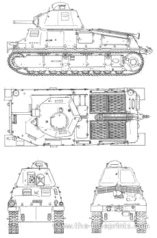Somua S-35 tank - drawings, dimensions, figures