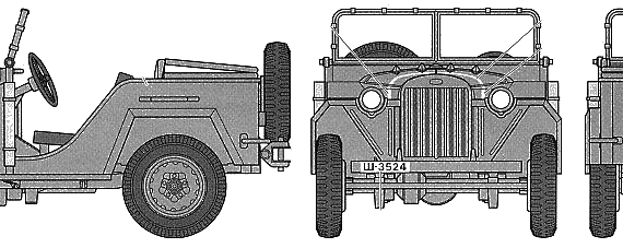 Tank Soviet Field Car GAZ-67B - drawings, dimensions, figures
