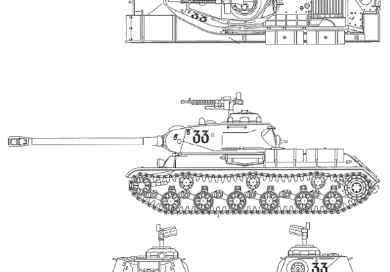 Танк Soviet Heavy Tank Stalin JS-2 - чертежи, габариты, рисунки