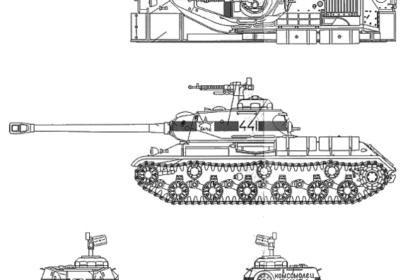Танк Stalin Heavy Tank JS-2m - чертежи, габариты, рисунки
