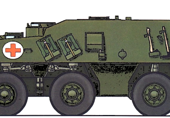 Танк Steyr-Daimler-Puch Pandur 6x6 Ambulance - чертежи, габариты, рисунки