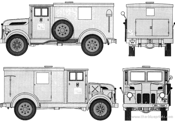 Tank Steyr 1500 Kfz. 17 Radio Car - drawings, dimensions, figures