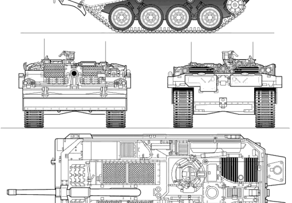 Танк Strv-103C - чертежи, габариты, рисунки