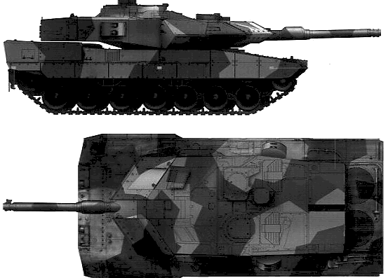 Танк Strv.122 Main Battle Tank - чертежи, габариты, рисунки