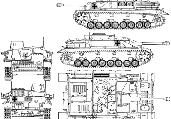 Танк StuG.IV-2 - чертежи, габариты, рисунки