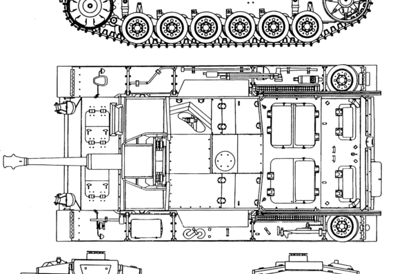 Танк StuG III Ausf F - чертежи, габариты, рисунки