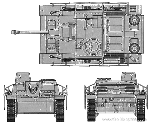 Танк Sturmgeschutz III Ausf.G (Sd.Kfz.142 1) - чертежи, габариты, рисунки