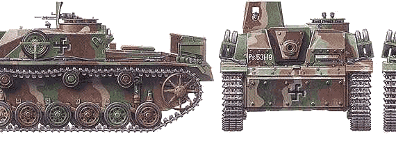 Танк Sturmgeschutz III Ausf.G (StuG III) - чертежи, габариты, рисунки