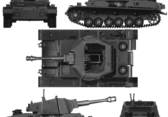 Танк Sturmpanzer IV ausf.b 105mm Self-propelled Howitzer - чертежи, габариты, рисунки