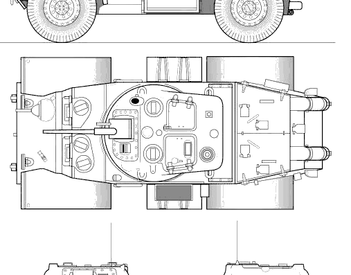 Танк T-17E1 Staghound Armoured Car - чертежи, габариты, рисунки