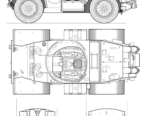 Tank T-17E2 Staghound Armoured Car - drawings, dimensions, pictures