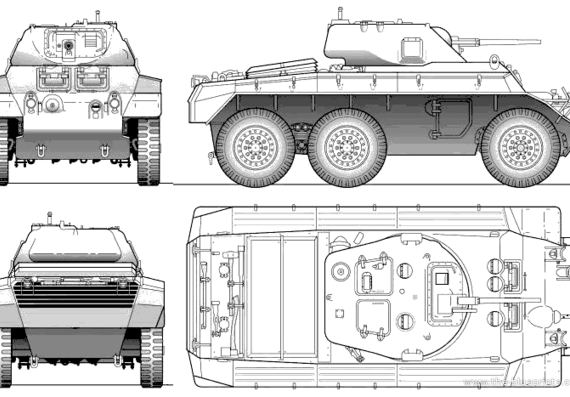 Танк T-17 Deerhound Armoured Car - чертежи, габариты, рисунки