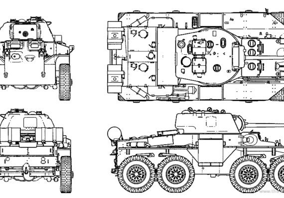 Танк T-18E2 Boarhound Armoured Car - чертежи, габариты, рисунки