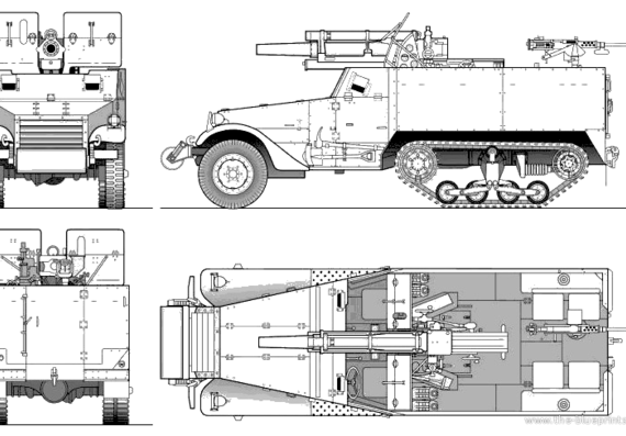 Танк T-19 105mm Gun Motor Carriage - чертежи, габариты, рисунки