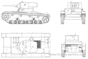 Танк T-26 (1933) - чертежи, габариты, рисунки