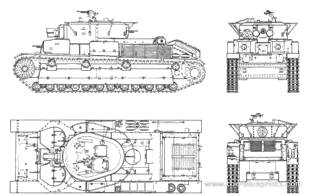 Танк T-28 (1934) - чертежи, габариты, рисунки