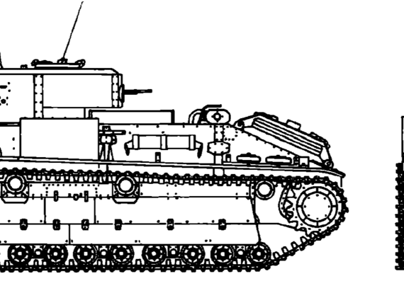 Танк T-28 Model (1934) - чертежи, габариты, рисунки