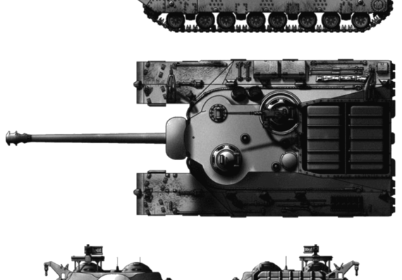 Танк T-28 Super Heavy Tank - чертежи, габариты, рисунки