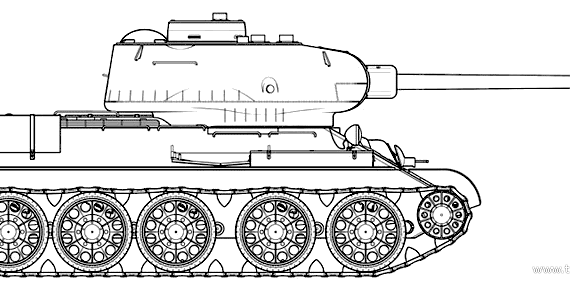 Tank T-34-100 - drawings, dimensions, figures