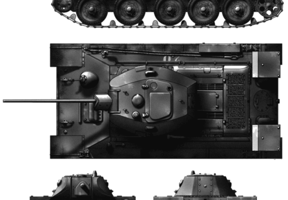 Танк T-34-57 - чертежи, габариты, рисунки