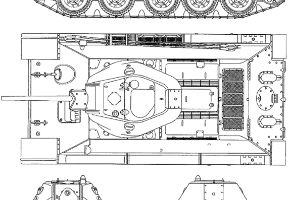 Танк T-34-76 (1941) - чертежи, габариты, рисунки