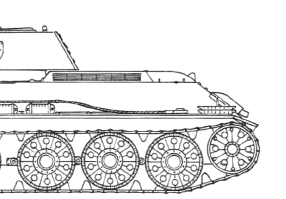 Танк T-34-76 Model (1942) - чертежи, габариты, рисунки