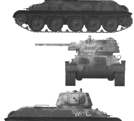 Танк T-34 - чертежи, габариты, рисунки