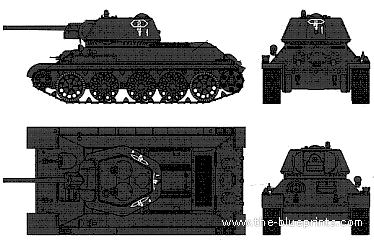 Танк T-3476 (1942) - чертежи, габариты, рисунки