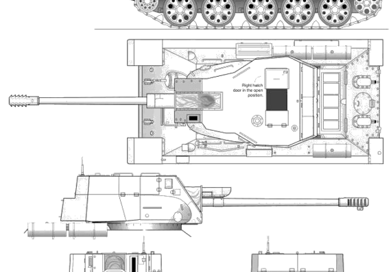 Танк T-34 -122 SPG (Egypt) - чертежи, габариты, рисунки
