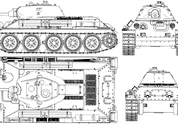 Танк T-34 (1941) - чертежи, габариты, рисунки