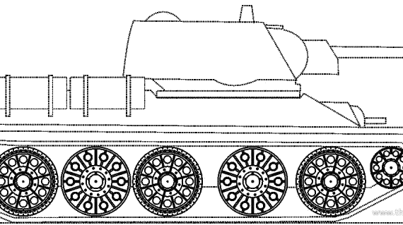 Танк T-34 (1943) - чертежи, габариты, рисунки
