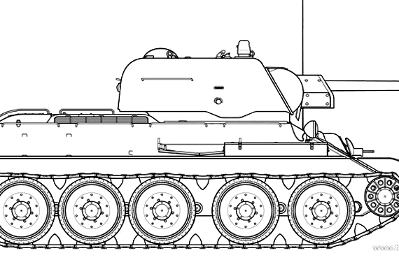 Танк T-34 mod. 42 - чертежи, габариты, рисунки