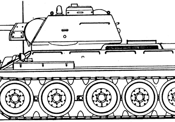 Танк T-34 obr.42 - чертежи, габариты, рисунки