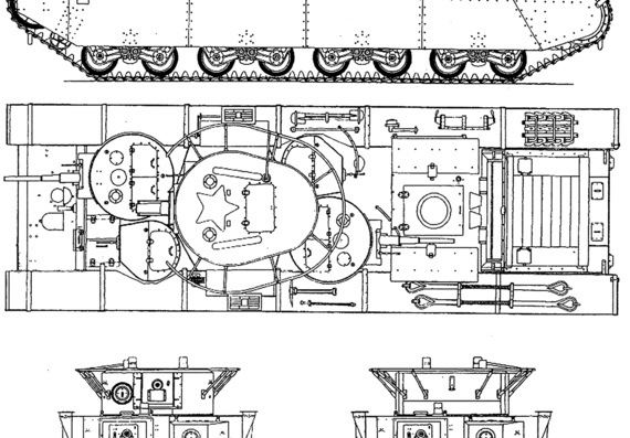 Tank T-35A - drawings, dimensions, figures